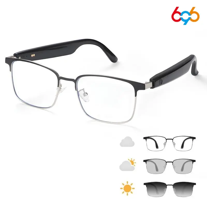 Ai Bluetooth-compatible Audio Wireless Smart Glasses, Durable electronic glasses, Blue Light Blocking Lens, Open Ear Microphone, Photochromic Lenses, Wearable Sports Entertainment