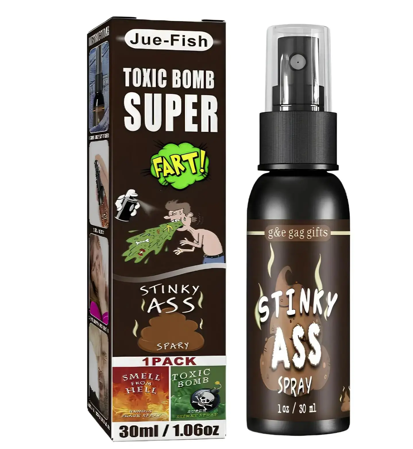 Toxic Bomb Super Fart Spray Stinky Ass 30ml Non-Toxic Prank Gift for Friends Easy Carry Quick Use Perfect for Spontaneous Fun Extra Strong Fart Spray 30 ml/1.06oz