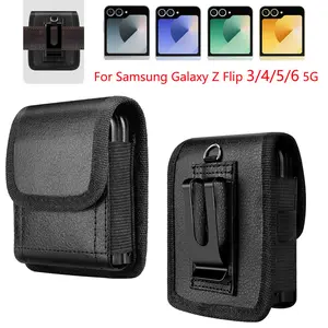 For Samsung Galaxy Z Flip 3 4 5 6 5G Phone Leather Holster Pouch Holder Belt Clip