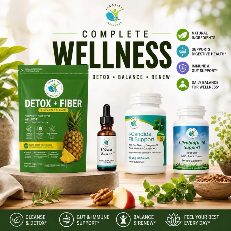 IFastFit Men’s Ultimate Gut Cleanse Bundle, Plus Fiber & Candida Cleanse Herbal Supplement for Digestive Health Support