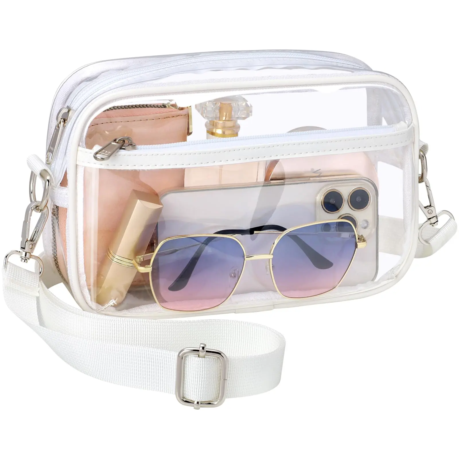 Clear Crossbody Bag for Gym, Concerts & Sports Events, Transparent Messenger Shoulder Bag for Men & Women - Fits Wallet, Cellphone, Glasses & Travel Essentials