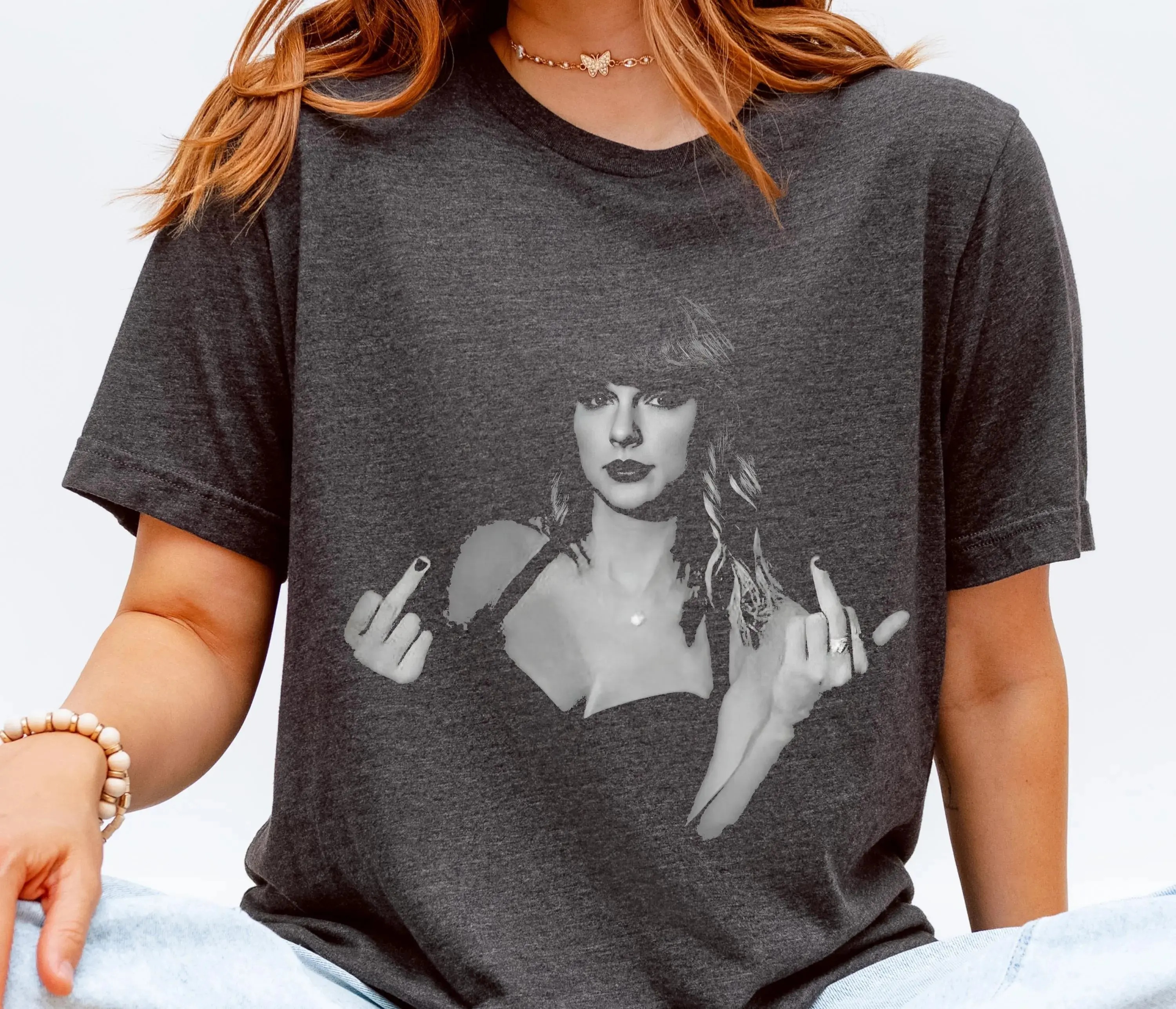Tay Middle Finger Double Bird Shirt Fuck the Patriarchy Haters Grunge Style Punk Retro Vintage Tee