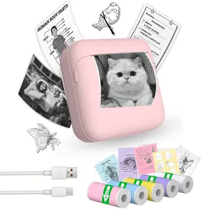 Portable Thermal Wireless Mini Printer, Inkless Sticker Maker, Compatible with iOS and Android, Ideal for Text Notes Photos Lists