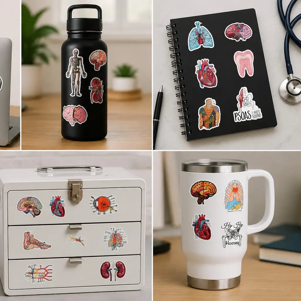 Medical Cartoon Sticker Bundle | Anatomy Vinyl Stickers | EMT EMS Nursing School Supplies