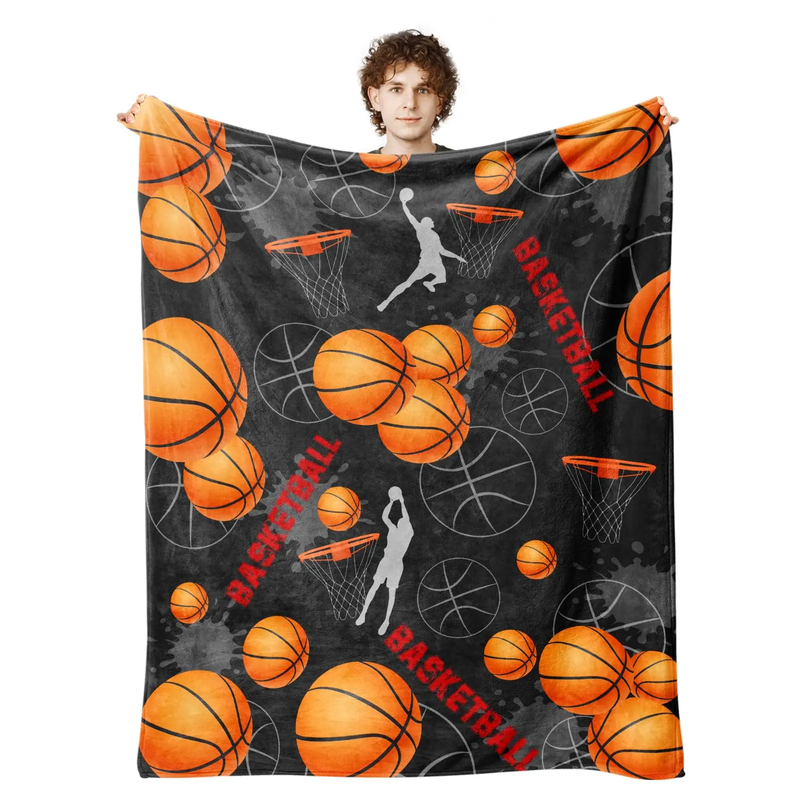 Basketball blanket for boys, girls and kids. Basketball gifts for boys and girls.  soft basketball gift blanket for room decoration and bedding, 