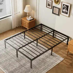 Sweet Furniture F Bed Frame, Heavy Duty Metal Platform Bed Frames with Storage Space Under Frame, 14 Inches, Sturdy Steel Slat Support, No Box Spring Needed