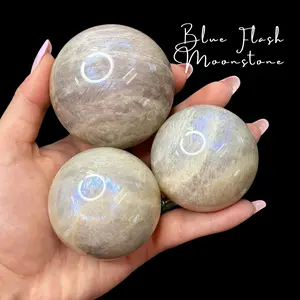 Blue Flash Moonstone Sphere - 2.2" Diameter Moonstone Sphere - Russian Moonstone