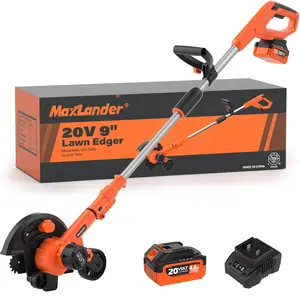 Maxlander Lawn Edger, 9'' Edger Cordless Lawn Tool with 3-Position Blade Depth for Landscaping, Electric Battery-Powered Edger for Driveways, Sidewalk (4.0Ah Battery, Quick Charger & Cover Included)