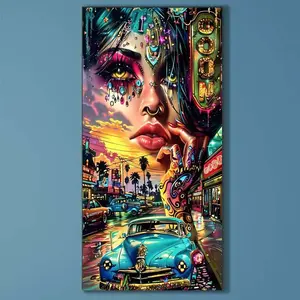 5D DIY Full Crystal Round Diamond Painting Kit - Vintage Car Mosaic, Canvas - DIY Decorative Painting, Home Wall Art, Perfect for Halloween and Christmas, Independence Day, Birthdays, and Anniversary Gifts