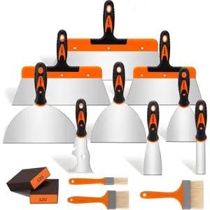 Putty Knife Set - 14Pcs Stainless Steel Paint Scraper Tools, Drywall Knife Set for Removing Wallpaper, Repairing Drywall, Applying Putty, Taping, Scraping Plaster, Cement, Adhesive