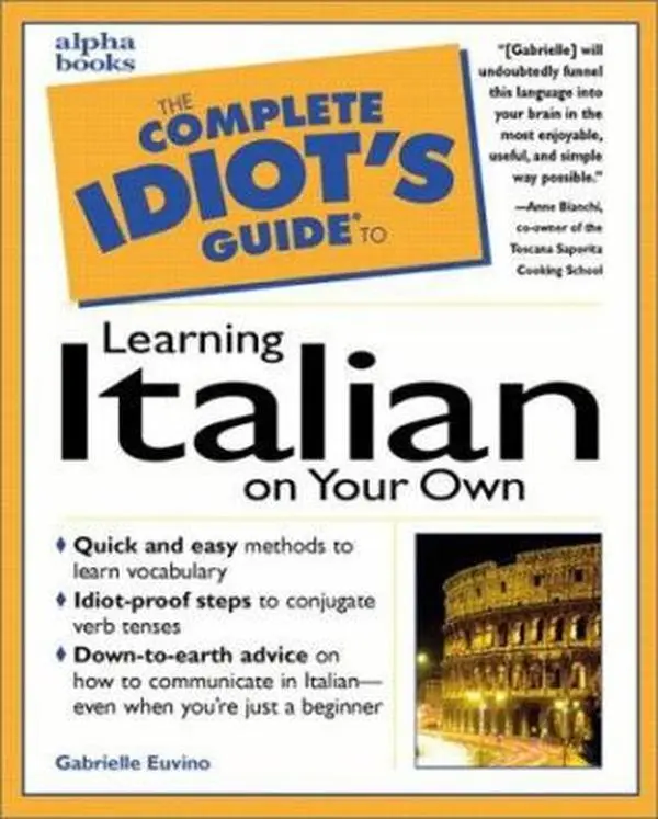 USED Book - The Complete Idiot's Guide to Learning Italian on Your Own by Euvino (Paperback) - english