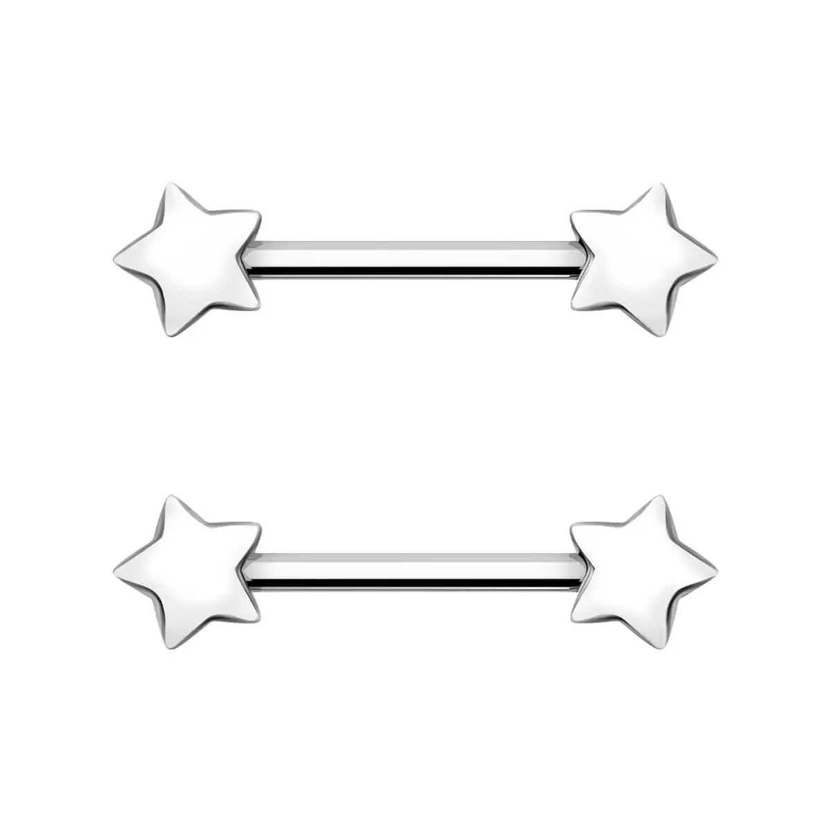 Oufer 14G Star Shape Nipple Barbell Set 316L Stainless Steel