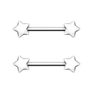 Oufer 14G Star Shape Nipple Barbell Set 316L Stainless Steel