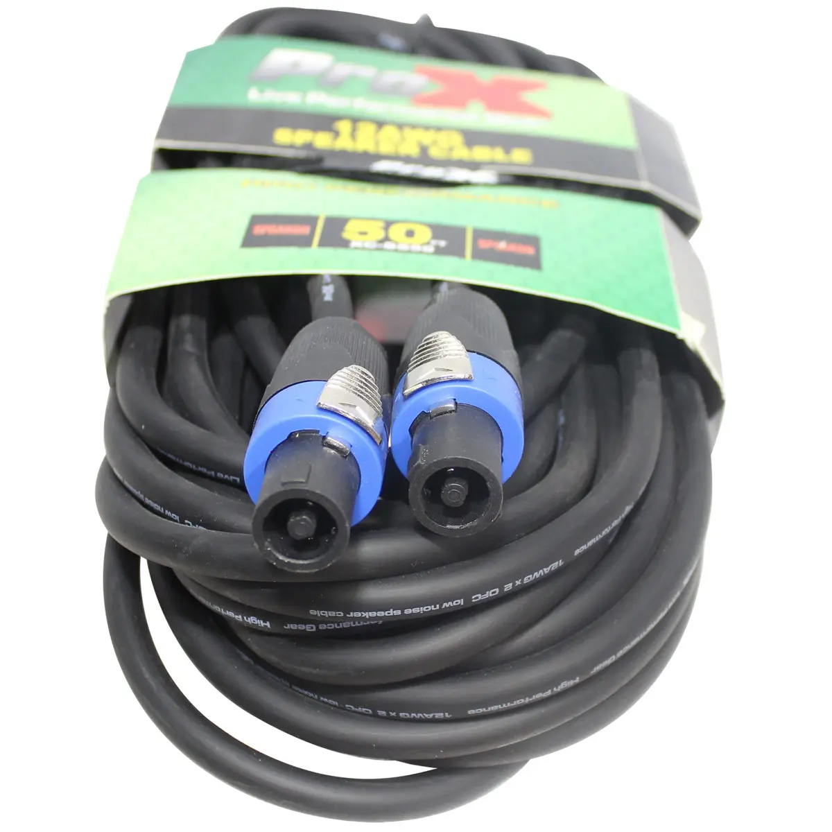 ProX XC-SS50 High Performance Speaker Cable, 50' 12AWG SpeakOn-to-SpeakOn, Copper Wire Core