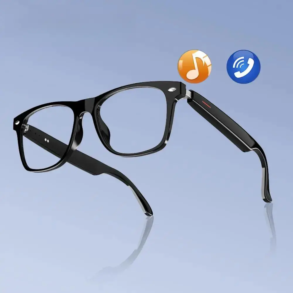 Multifunctional Smart Glasses, Wireless Audio Glasses with Transparent Anti-Blue Light Lenses, Bluetooth Headphone with Mic, ABS Material for Music, Calling, Sports, Daily Use, Ideal Gift for Fathers