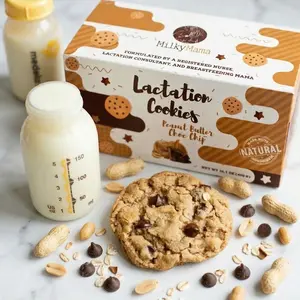 Milky Mama Peanut Butter Chocolate Chip Lactation Cookies to Boost Milk Supply | Lactation Support | Peanut Butter Chocolate Flavored | Increase Milk Supply | Breastmilk Boosting Cookies | Fenugreek-Free Breastfeeding Snacks | 1 Dozen