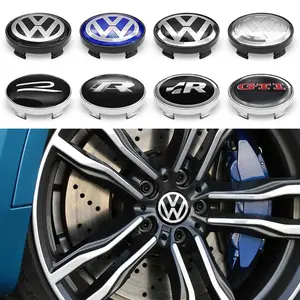 4pcs 60mm Car Wheel Center Hub Caps Rim Cover Emblem Badge for VW Volkswagen Golf 5 6 Polo R GR SR GTI Passat Tiguan Touran Jetta Auto Accessories Vehicle Exterior Decoration