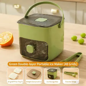 48 Grid Double Layer Ice Cube Tray Easy Press Lid Food Grade Portable Ice Mold for Drinks Beverage Tea Coffee Kitchen Use