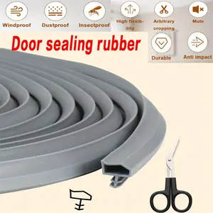 10m Windproof Rubber Seal with Scissors,Grey Front Door Seal for Wooden Doors,Aluminum Plastic Doors and Windows,4mm Groove Noise Cancellation Window Seal