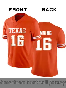 Men's Manning 16 Vintage Football Jersey with Texas Embroidered Letters, Stylish Jersey, Breathable Sportswear, Sportswear Top for Casual & Training, Unisex Style for Football Fans