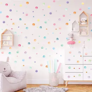 123 Pcs Pastel Polka Dots Wall Stickers Colorful Round Peel and Stick Rainbow Decals Multicolor Circle Window Clings Decoration for Nursery Kids Bedroom Classroom Wall