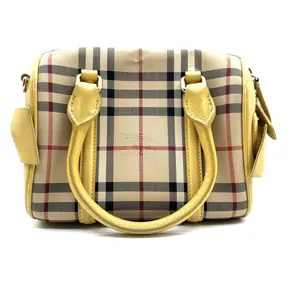 Pre-owned BURBERRY Leather Mini Bags Horseferry Yellow and Check Mini Bee Bow Bag