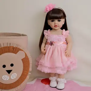 22 inches/55 cm, princess girl doll, cute face, long hair, realistic reborn artist doll, hand-painted, lifelike resurrected girl doll, for collecting, holidays, birthdays, Halloween, a perfect Christmas gift for children ages 3+.