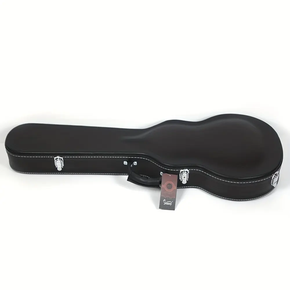 Durable Leather Wood Hard Case for Glarry GLP-Style High-Grade Electric Guitar Replicas, Black, 41.7x15.3x5.5 inches, 109.35 oz, Microgroove Bulge Surface, Deluxe Plush Interior with Neck Bumpers, 41.7 X 15.3 X 5.5 Inches