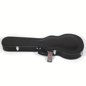 Durable Leather Hard Case for Glarry GLP-Style High-Grade Electric Guitar - Microgroove Bulge Surface, Black