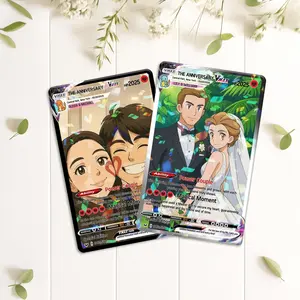 Custom Photo Anime Wedding Gift | PokeLove Card, Gamer Couple Keepsake, Personalized Acrylic Card, Anniversary Gift, Newlywed Gifts