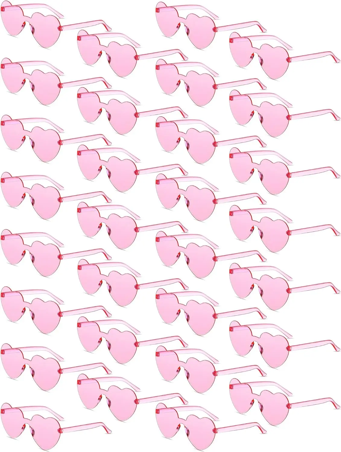 30 Pairs Heart Shaped Sunglasses Bulk Valentines Galentines Rimless Heart Sunglasses Candy Eyewear for Women Men