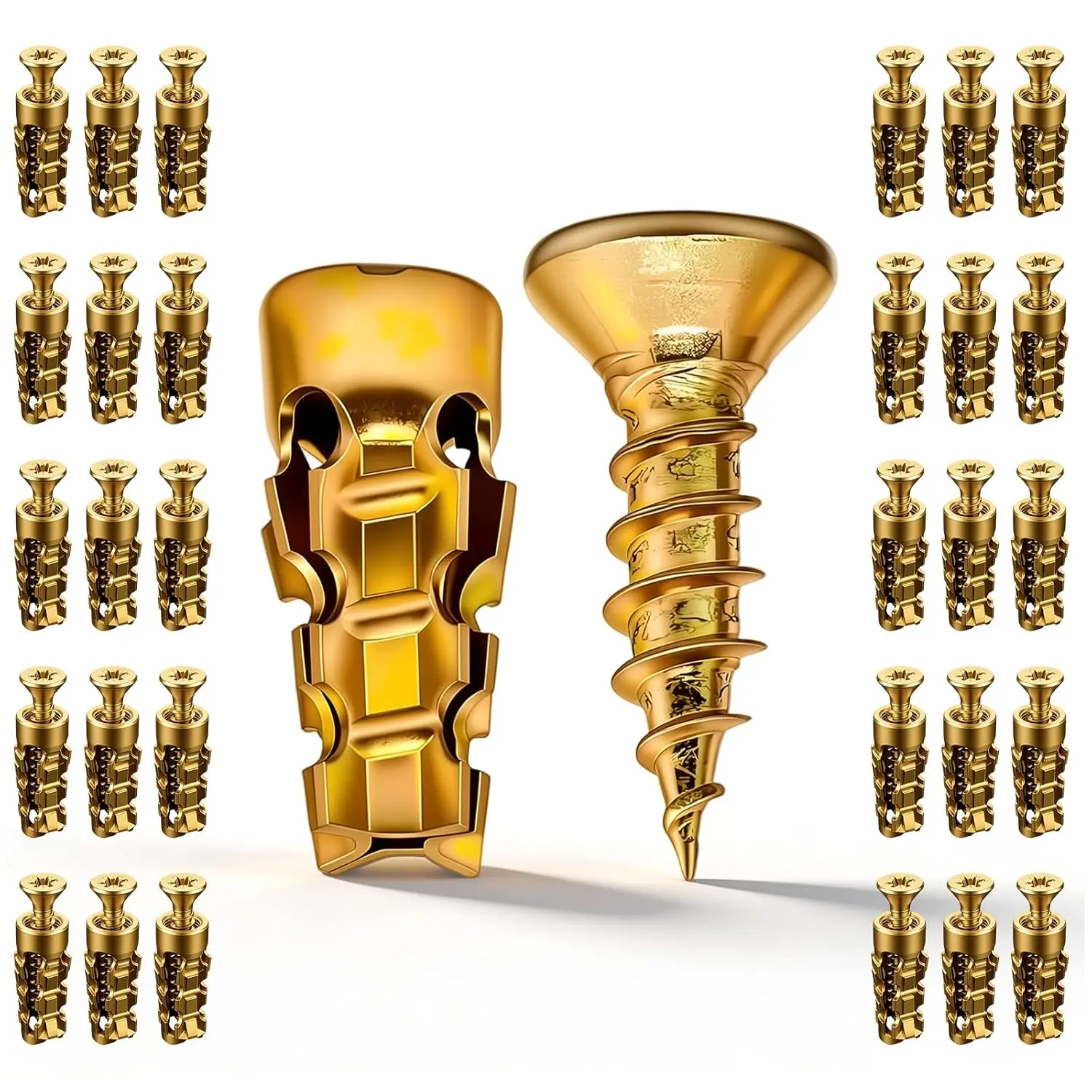 Self-Locking Cabinet Repair Wall Anchors - Anti-Rust Expansion Screws for Loose, Sagging Cabinet Doors - Available in 60-Pack, 120-Pack