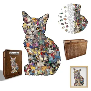 Creative Cat Puzzle Toy, Irregular Shape Money Bank Gift, Unique Animal Jigsaw for Adults, Wooden Puzzles for Kids and Family Games, Montessori Puzzles Gift,Creative gifts, home decor,Stress-relieving gifts,Wall Desk Decoration