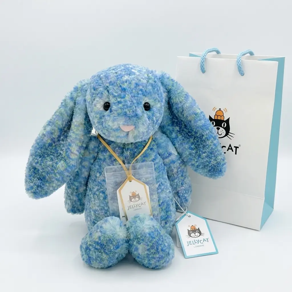 In Stock in USA | Jellycat Bashful Luxe Bunny Azure Collectible Plush with Free Gift Bag