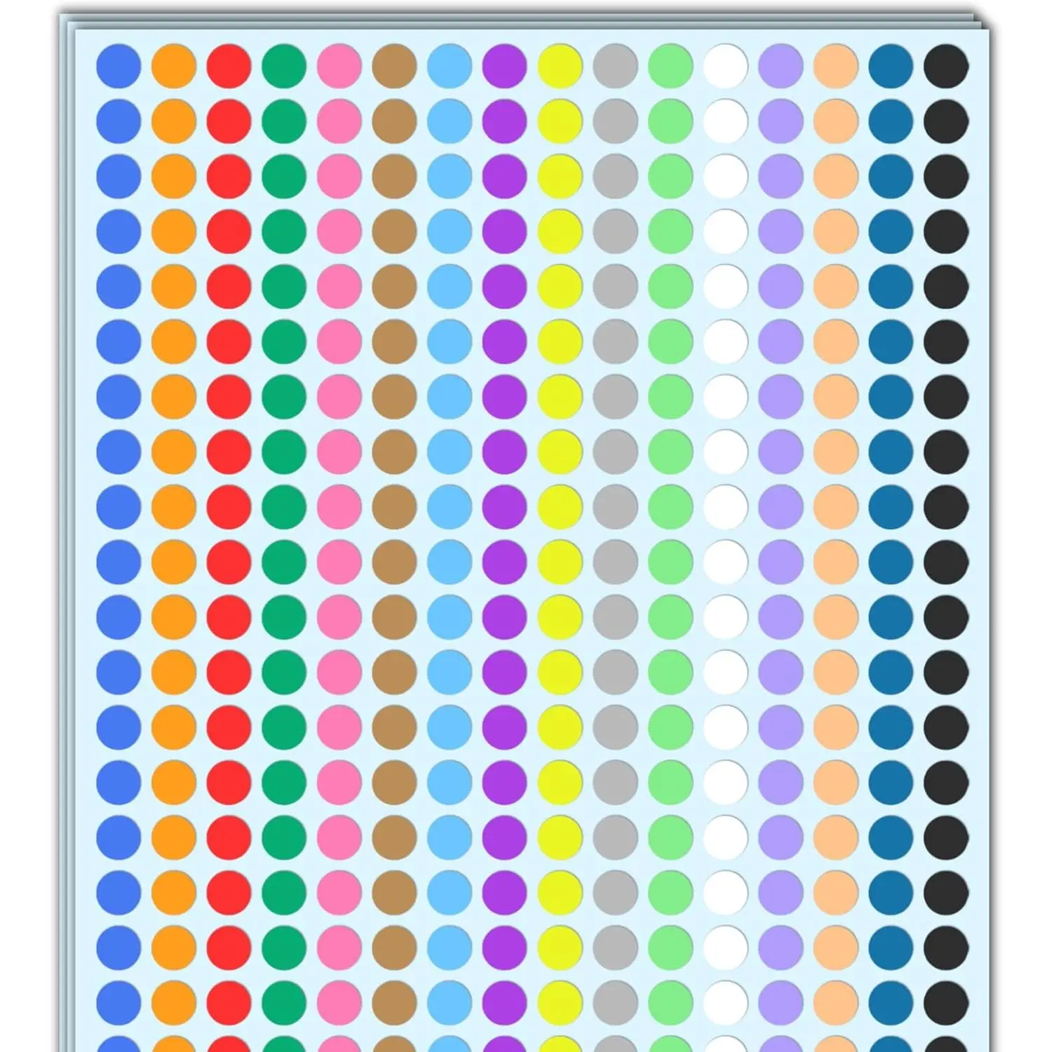 12,000 Pieces, 1/4 inch - Small Colored Dot Stickers, Round Circle Color Sticker Dots - 16 Colors