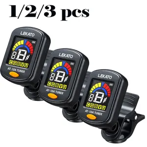 LEKATO Guitar Tuner 1pcs/2pcs/3pcs , LCD Color Screen Clip On for Acoustic Electric Guitar Bass,Ukulele Violin,Chromatic Tuning Modes,Rechargeable Digital Tuner for Stringed Instruments