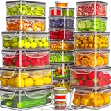 AISOON 40-Piece 170ml Rectangular BPA-Free Food Storage Containers Set (20 Bases + 20 Lids) - 4-Latch Airtight Anti-Leak, Food-Grade Polypropylene, Sturdy Reusable Meal Prep Containers, Microwave & Dishwasher Safe Produce & Fruit Storage Kitchen Gadgets