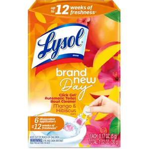 Lysol Click Gel Automatic Toilet Bowl Cleaner, Gel Toilet Bowl Cleaner, for Cleaning and Refreshing, Mango & Hibiscus, 6 Count (Pack of 1) Lysol
