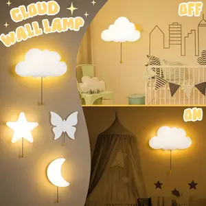1pc Star And Cloud Lights, Decorative Atmosphere Lamp, Home Decor, Wall Hanging Ornaments, Party Night Lights, Room Ambiance Lighting, Creative Decoration Props, Scene Atmosphere Lights, Battery-Operated (Batteries Not Included)