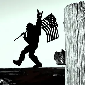 Bigfoot Metal decorative Garden Post Bigfoot statue decorative outdoor, patriotic decoration, yard art, yard outdoor decoration Birthdays Artisanship Lawn Sidewalk Patio Durable