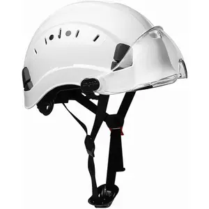 Outdoor Lightweight High-Impact ABS Safety Hard Hat with Flip-Up Visor, 6-Point Suspension, Vented Construction, Chin Strap, Adjustable Size for Climbing & Industrial Use