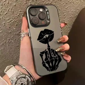 Compatible with iPhone 17 Pro Max 16 Plus 15 14 13 12 11 Air E Skull Hand Lip Tattoo Durable shockproof Anti-Scratch PC Protective Case