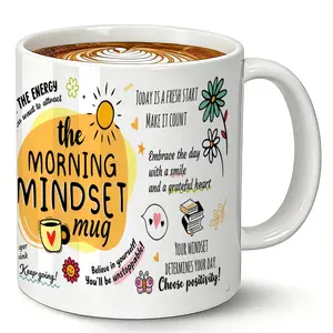 11oz Inspirational Coffee Mug, Positive Affirmation Tea Cup, Morning Motivation Ceramic Cup, Christmas Birthday Gift for Women Men