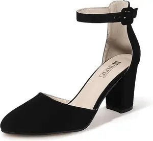 IDIFU IN3 women's closed toe high heels thick high heels women's high heels bridal prom shoes comfortable ankle strap round toe thick heels Footwear Walking Shoes Fashion Girl Classy High Heel Elegant Stylish