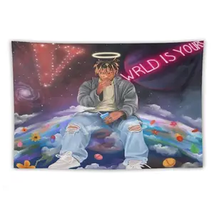 Juic Wrld Album Flag Tapestry Rapper Music Singer Tapestry Funny Poster for College Party Room Indoor and Outdoor Decor 40in*60in Starry Sky Pattern Flowers Decorative