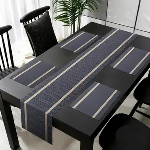 Rectangular Tablecloth & Place Mat Set, 5 Counts/set Modern Heat Resistant Tablecloth & Place Mat, Household Minimal Table Decoration Supplies for Home Kitchen Dining Room Placemat