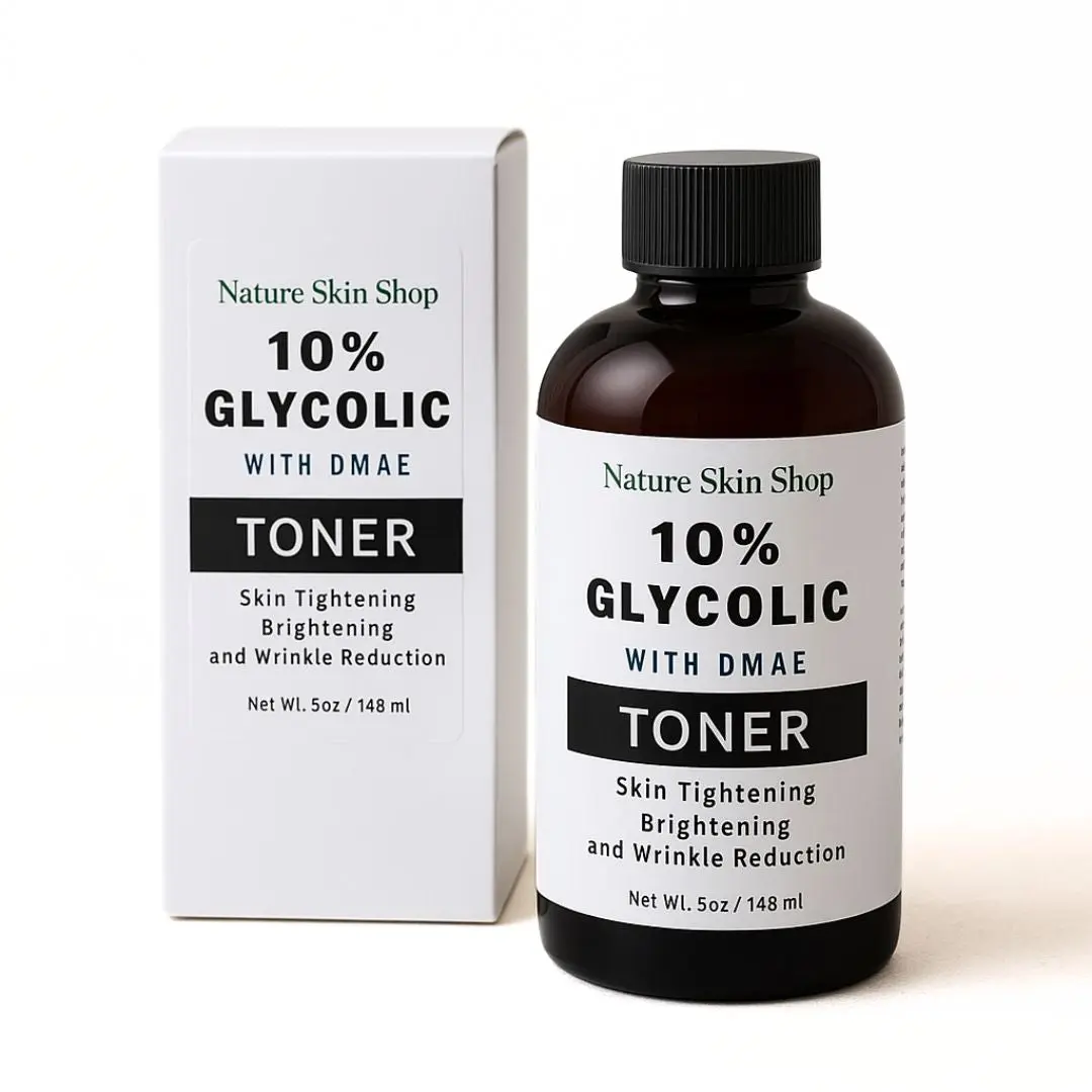 Nature Skin Shop 10% Glycolic Acid & DMAE Firming Toner - Skin Tightening, Brightening, Exfoliating, Hydrating, Paraben-Free, Sulfate-Free, 5 oz