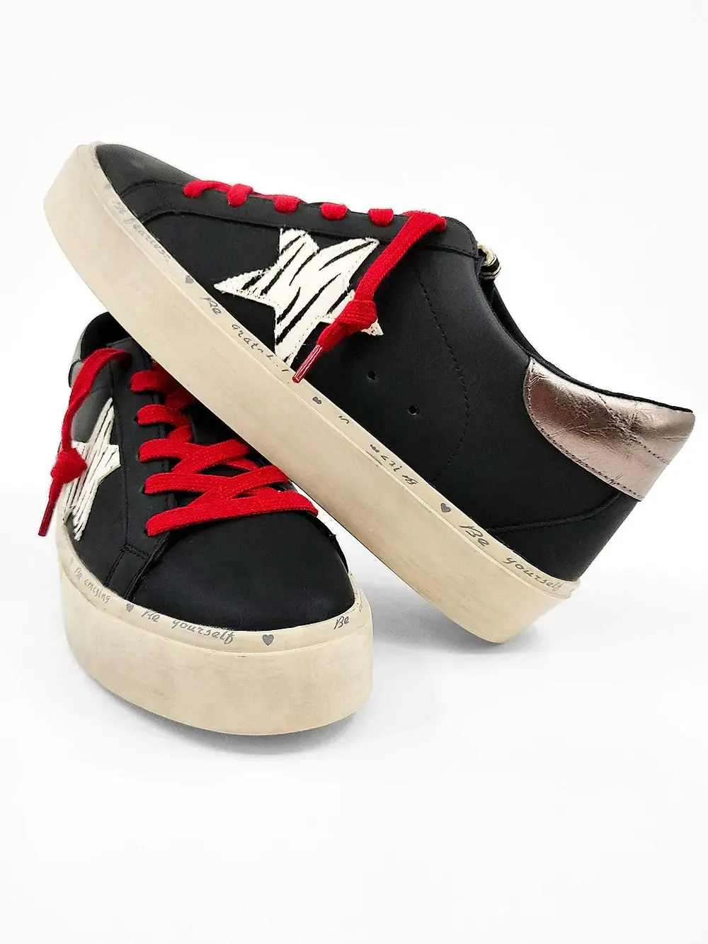 ShuShop  -Distressed Black reba Sneakers