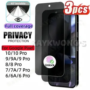 KAYKWONG'S 3-Piece Privacy Screen Protector For Google Pixel 10 Pro Xl/10a/10 & Pixel 9/8/7/6, 9h+ Tempered Glass, Anti-Glare, Smooth Touch, Oil-Repellent, Fast Fingerprint/face ID Compatible