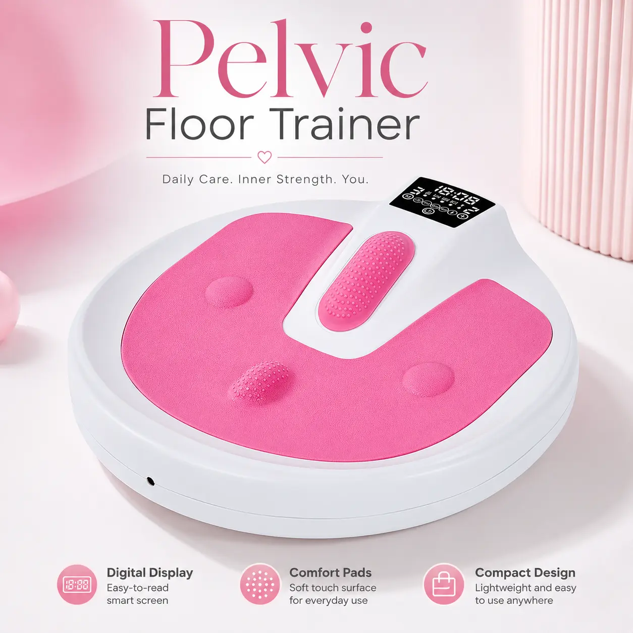 Ultra-Compact Smart Digital Pelvic Floor Repair Instrument - Sitting Medical Device for Postpartum Recovery, Kegel Training, Adult Daily Care, Pelvic Floor Exercises